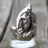 Vintage White Bronze Biker Ring 12