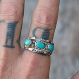 Vintage Sterling 3-Stone Turquoise Band 11