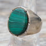 Vintage Sterling Malachite Ring 7.5