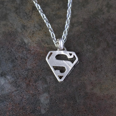 Vintage Sterling Superman Necklace