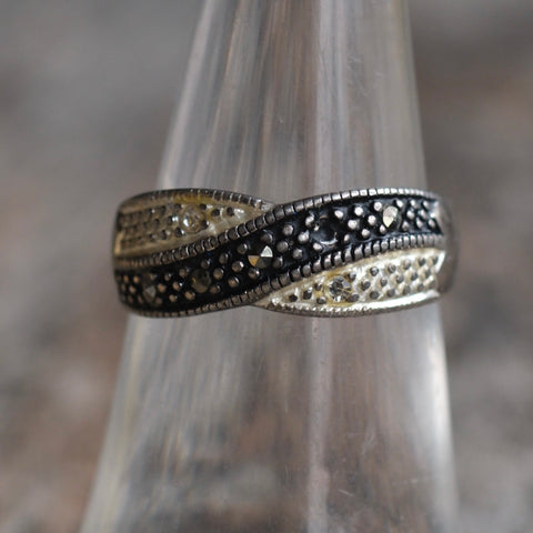 Vintage Sterling Marcasite Band 6.5