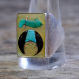 Vintage Sterling Shriners Inlay Ring 12