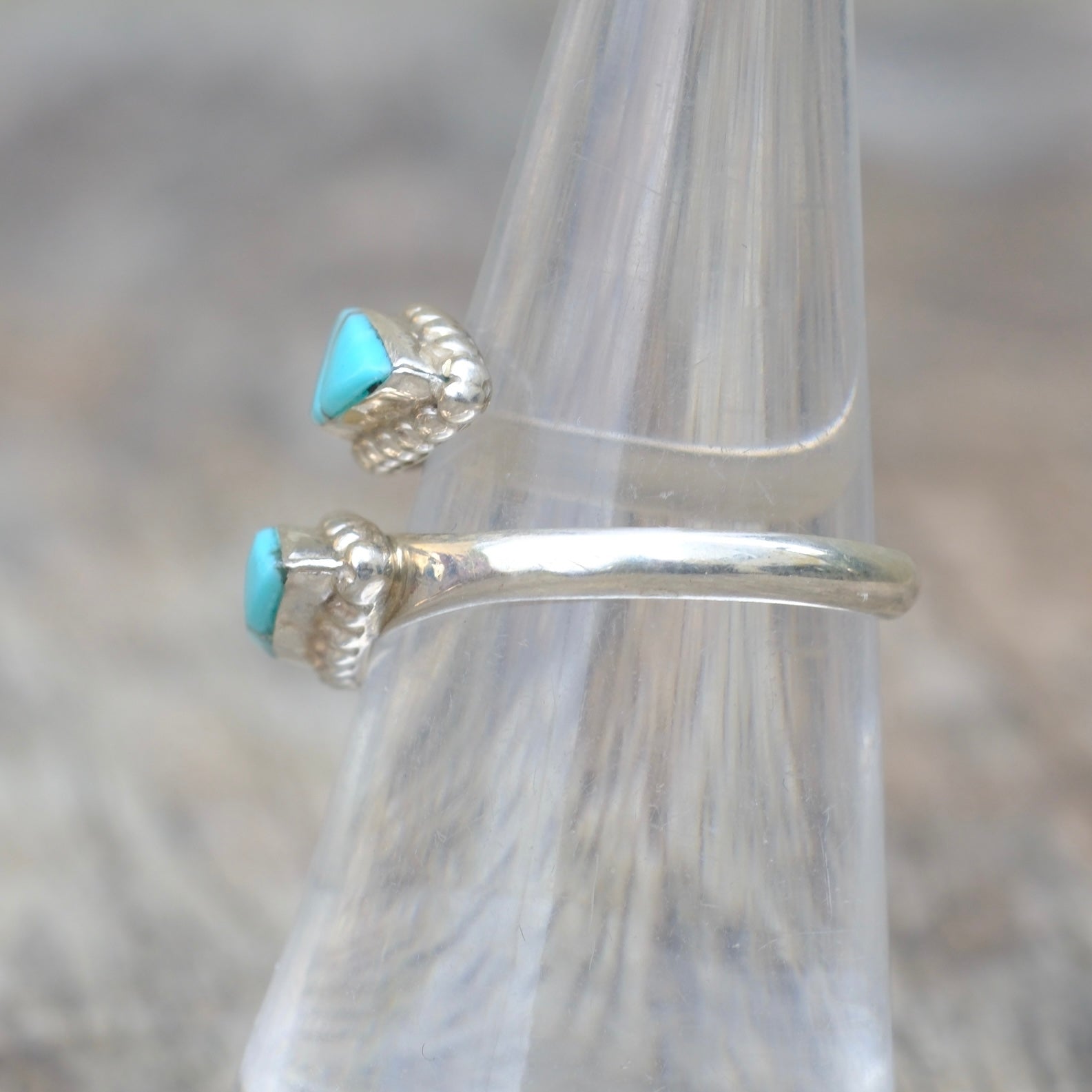 Vintage Sterling Turquoise Overpass Ring 6