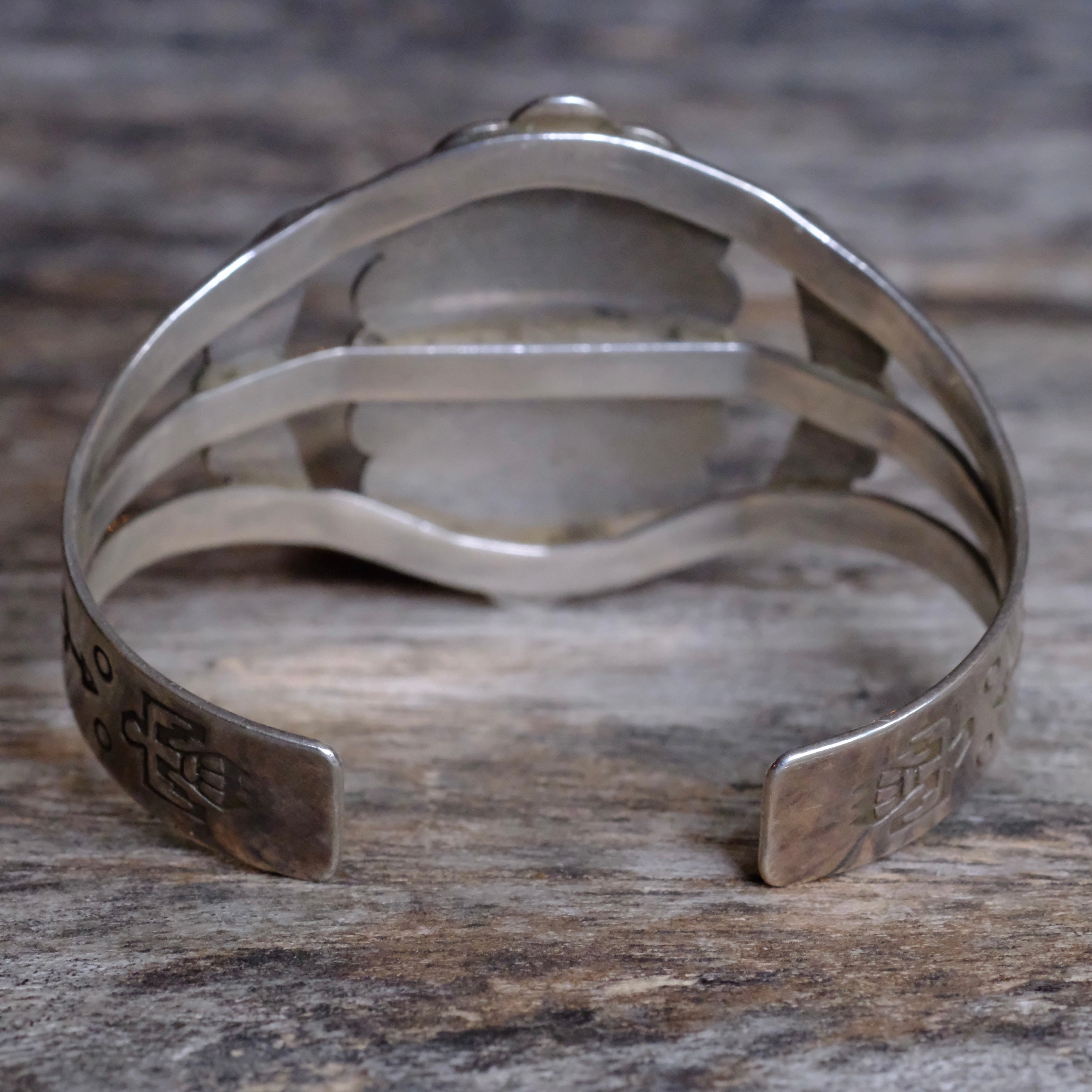 Vintage Sterling Silver Turquoise Trading Post Cuff
