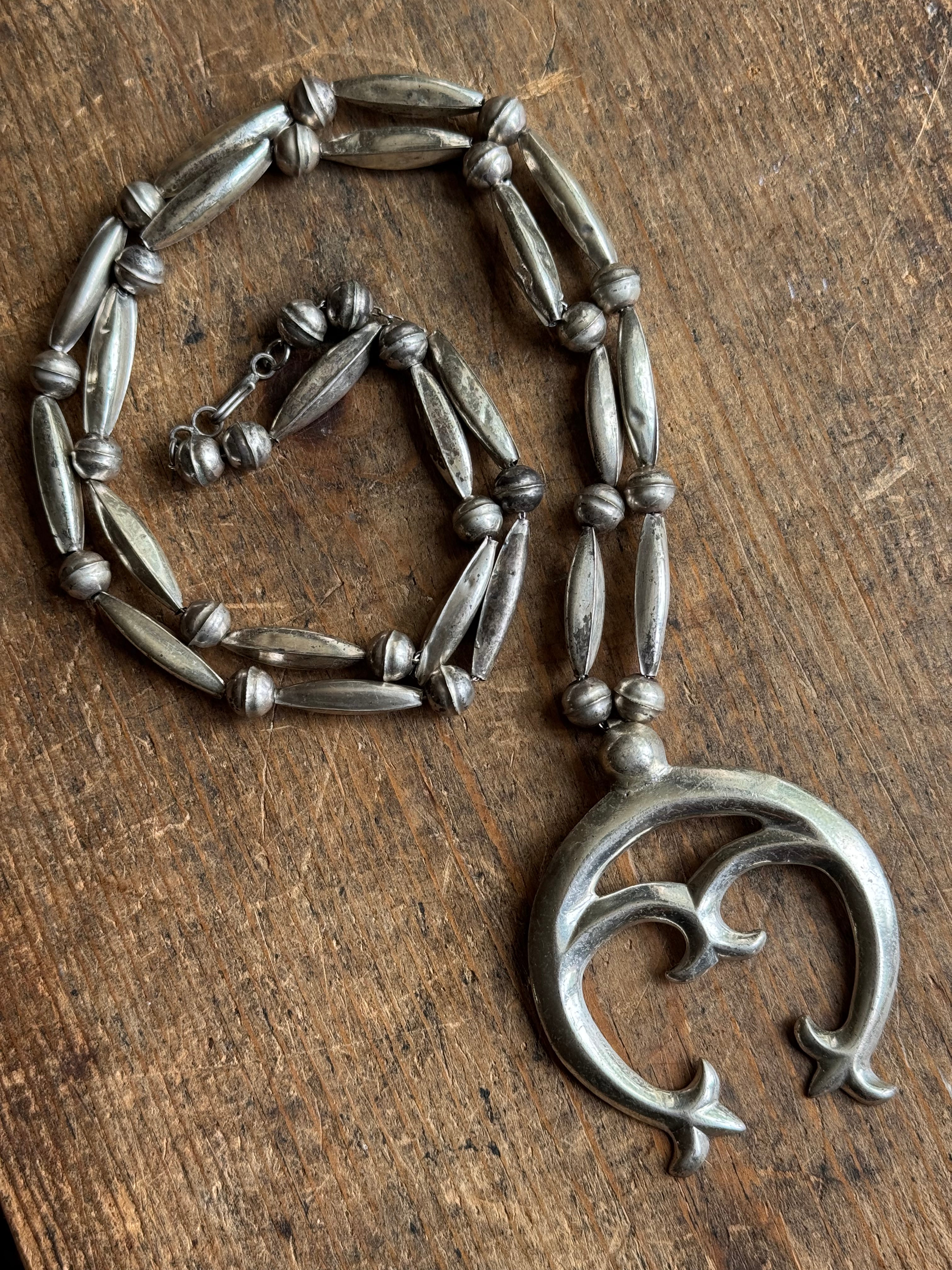 Vintage Sterling Silver Beaded Naja Necklace