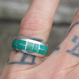 Vintage Sterling Turquoise Inlay Band 6