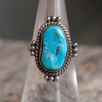 Vintage Sterling Turquoise Roper Ring 5.75
