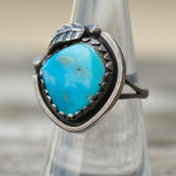 Vintage Sterling Turquoise Feather Ring 7