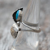 Vintage Sterling Turquoise Feather Ring 6.75
