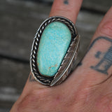 Vintage Sterling Turquoise Feather Ring 6