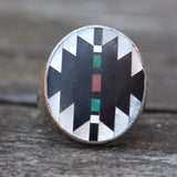 Vintage Sterling Zuni Inlay Ring 9.75