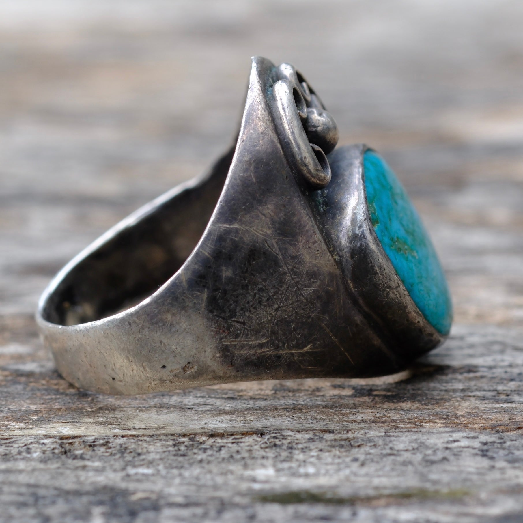 Vintage Sterling Turquoise Ring 10.75