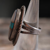 Vintage Sterling Multistone Inlay Ring 5.25