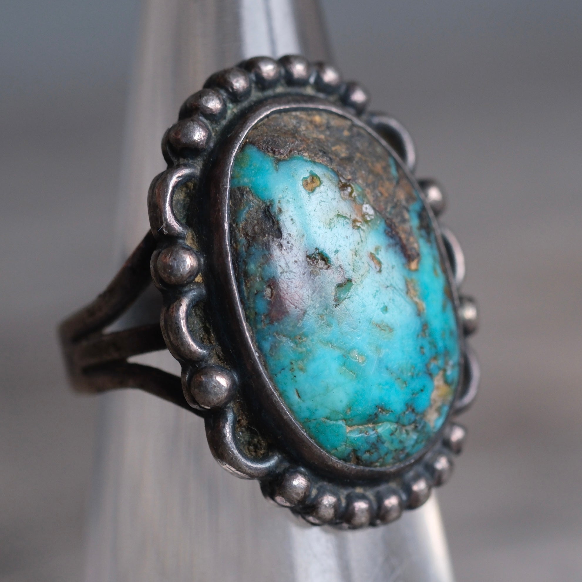Vintage Sterling Turquoise Ring 4.75
