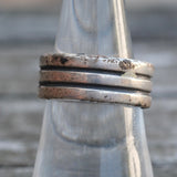 Vintage Sterling Silver Ribbed Band 7.75