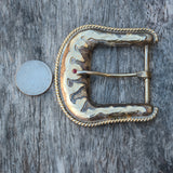 Vintage MF Western Products Filigree Belt Buckle 1.5"