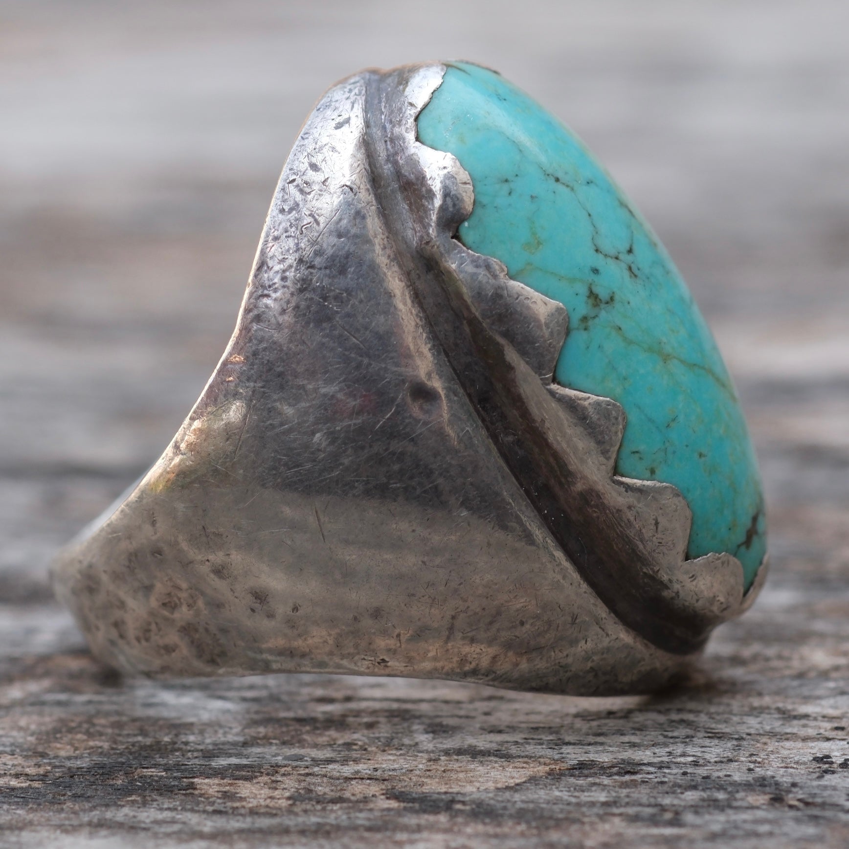 Vintage Sterling Turquoise Ring 10.25