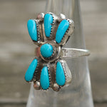 Vintage Sterling Turquoise Cluster Ring 5.75