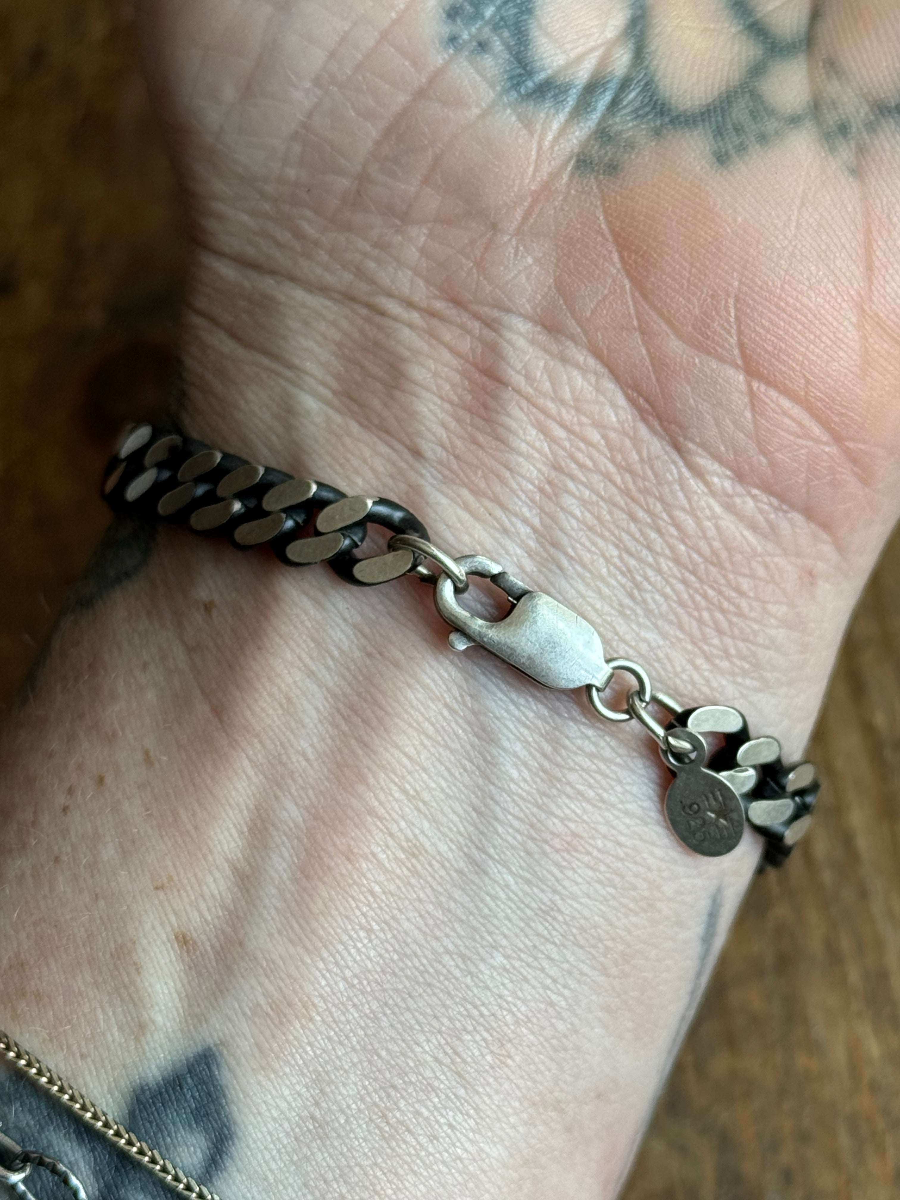 Vintage Sterling Silver 6.75” Flat Curb Chain Bracelet