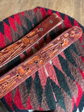 Vintage Hand Tooled Rust Brown Leather ‘EARL’ Belt