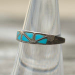 Vintage Sterling Turquoise Inlay Band 7