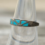 Vintage Sterling Turquoise Inlay Band 7