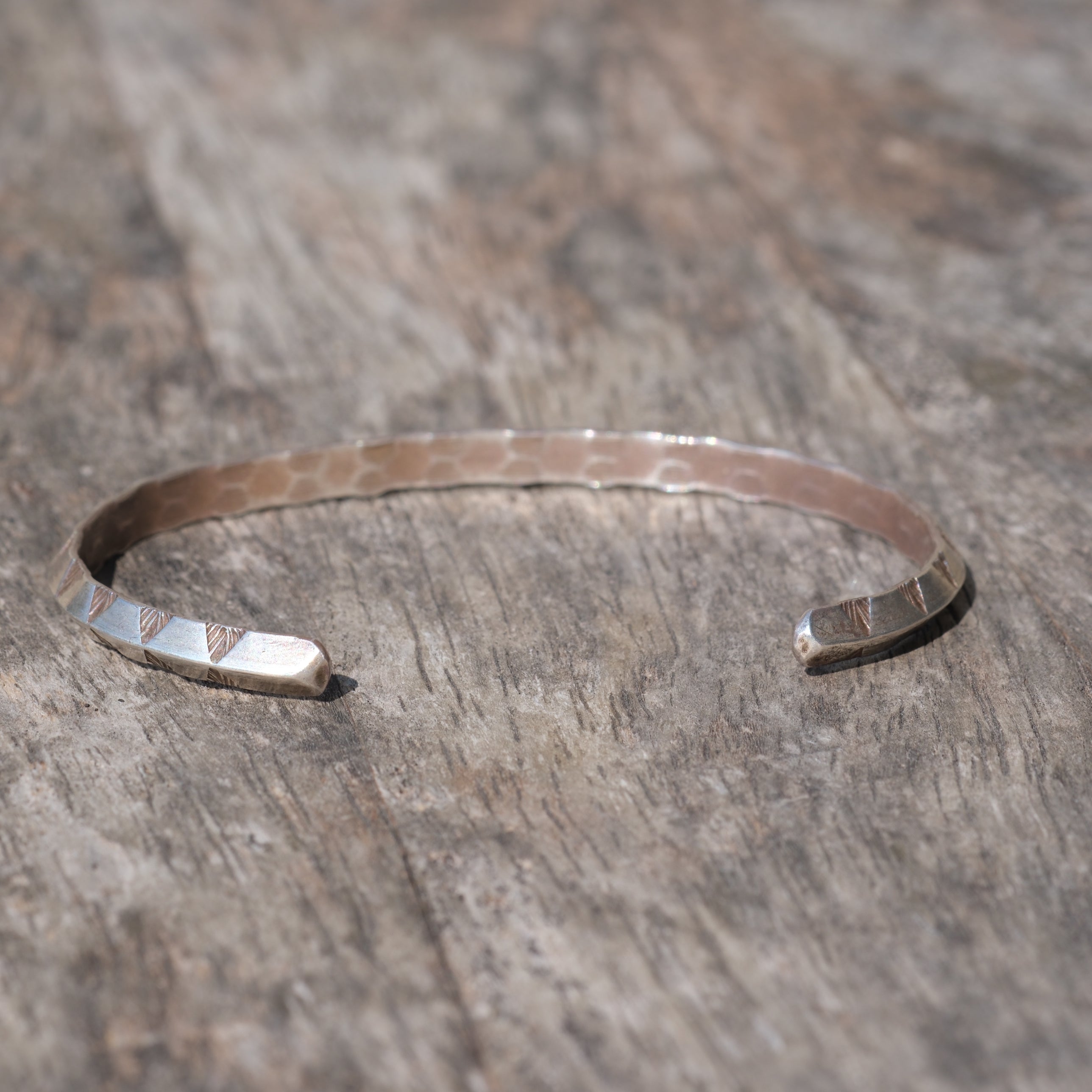 Vintage Sterling Silver Triangle Stamped Triangle Cuff