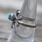 Vintage Sterling Turquoise Sandcast Ring 6.25