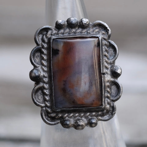 Vintage Sterling Agate Ring 5