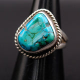 Vintage Sterling Turquoise Roper Ring 7.75