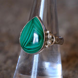 Vintage Sterling Malachite Ring 7.5