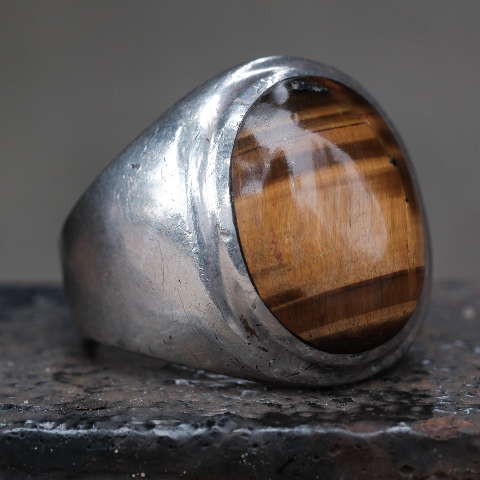 Vintage Sterling Tigers Eye Ring 10.5