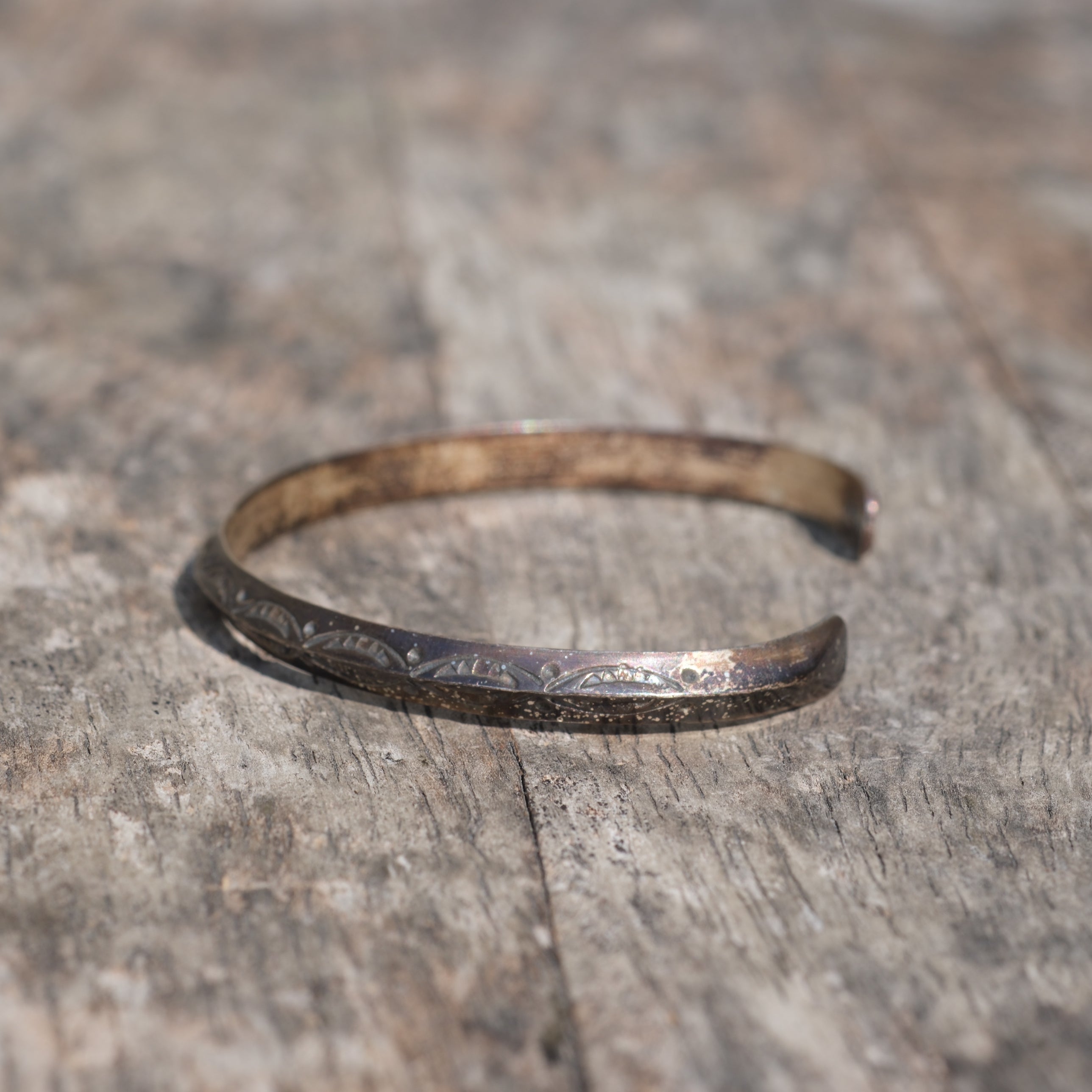 Vintage Sterling Silver Stamped Triangle Cuff