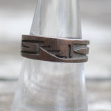 Vintage Sterling Silver Tribal Stamped Band 7