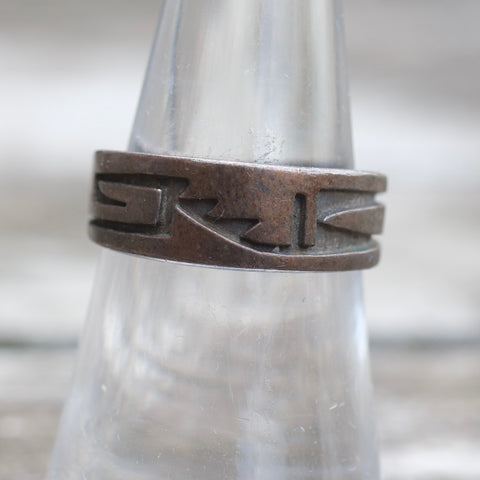 Vintage Sterling Silver Tribal Stamped Band 7