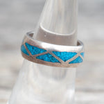 Vintage Sterling Crushed Turquoise Inlay Ring 7