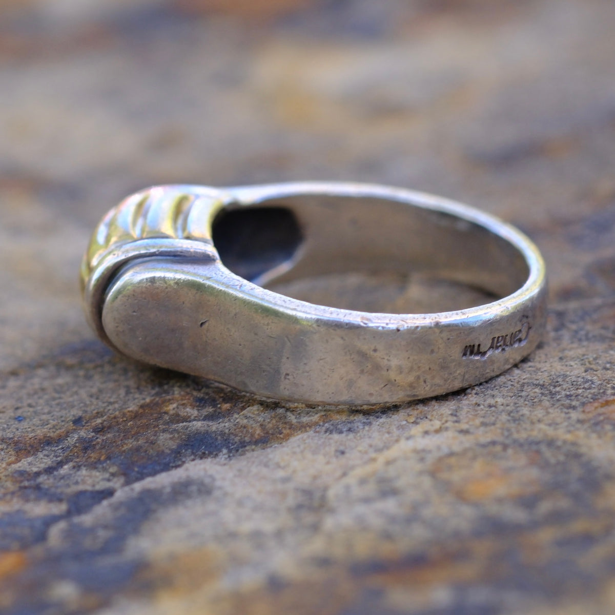 Vintage Sterling and 18K Gold Ring 6 Caviar-Lagos