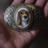 Vintage Painted Spaniel Belt Buckle