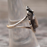 Vintage Sterling Mother Of Pearl Feather Ring 6.75