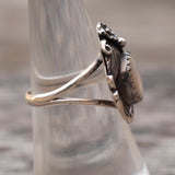 Vintage Sterling Mother Of Pearl Feather Ring 6.75