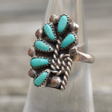 Vintage Sterling Turquoise Cluster Ring 5.5