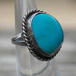 Vintage Sterling Turquoise Roper Ring 5