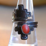 Vintage Sterling Coral Ring 8.25