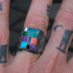 Vintage Sterling Multistone inlay Ring 9
