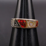 Vintage Sterling Abalone Inlay Tribal Ring 7.75