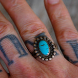 Vintage Sterling Turquoise Ring 8.5