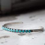 Vintage Sterling Turquoise Inlay Snake Eye Cuff