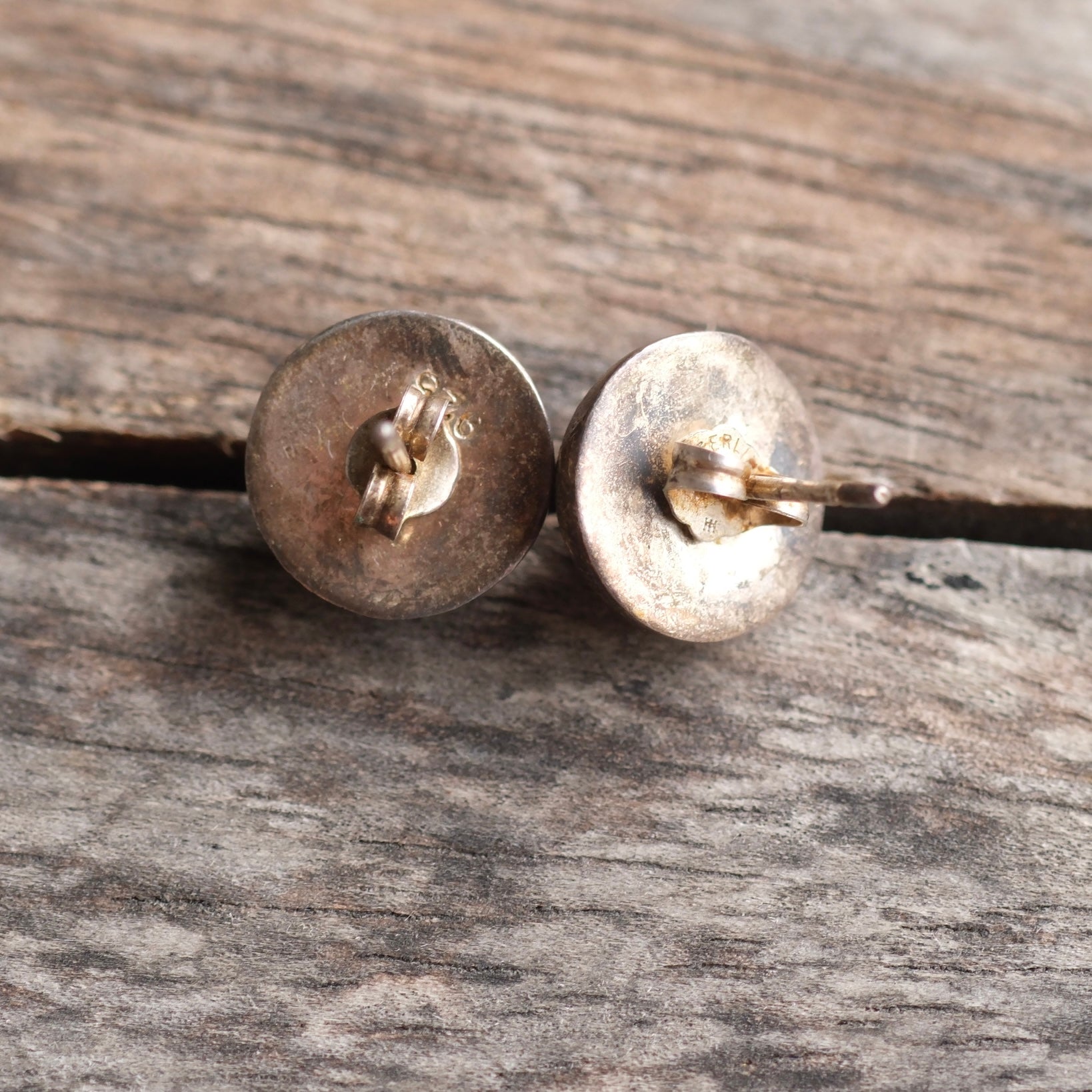 Vintage Sterling Stamped Dome Stud Earrings
