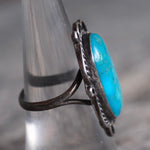 Vintage Sterling Turquoise Feather Ring 7.5