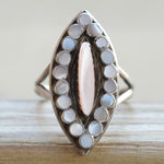 Vintage Sterling Mother Of Pearl Inlay Ring 6.25